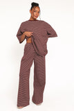 Wilda Knit Pant Burgundy Cream Stripe