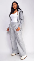 Everywhere Zip Up Oversized Hoodie Gray