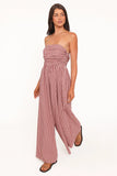 Paige Strapless Jumpsuit Red Gingham