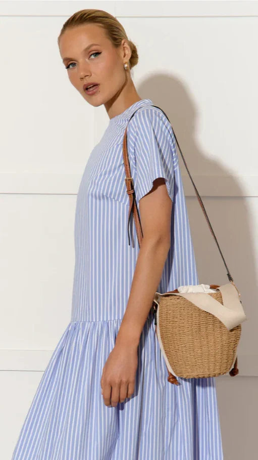 Cleo Woven Bucket Handbag Natural Tan