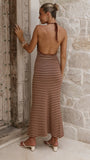 Vivien Maxi Dress Brown Beige Stripe