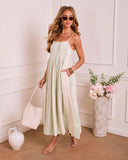 Dewy Meadow Striped Godet Maxi Dress