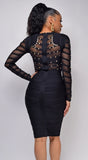 Mio Black Studded Mesh Bandage Dress
