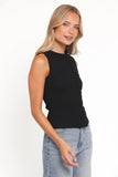 Agatha Asymmetrical Knit Top Black