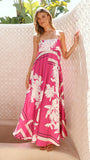 Kaethe Maxi Dress Hot Pink Print