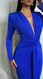 Niya Front Twist Drape Maxi Dress Royal Blue