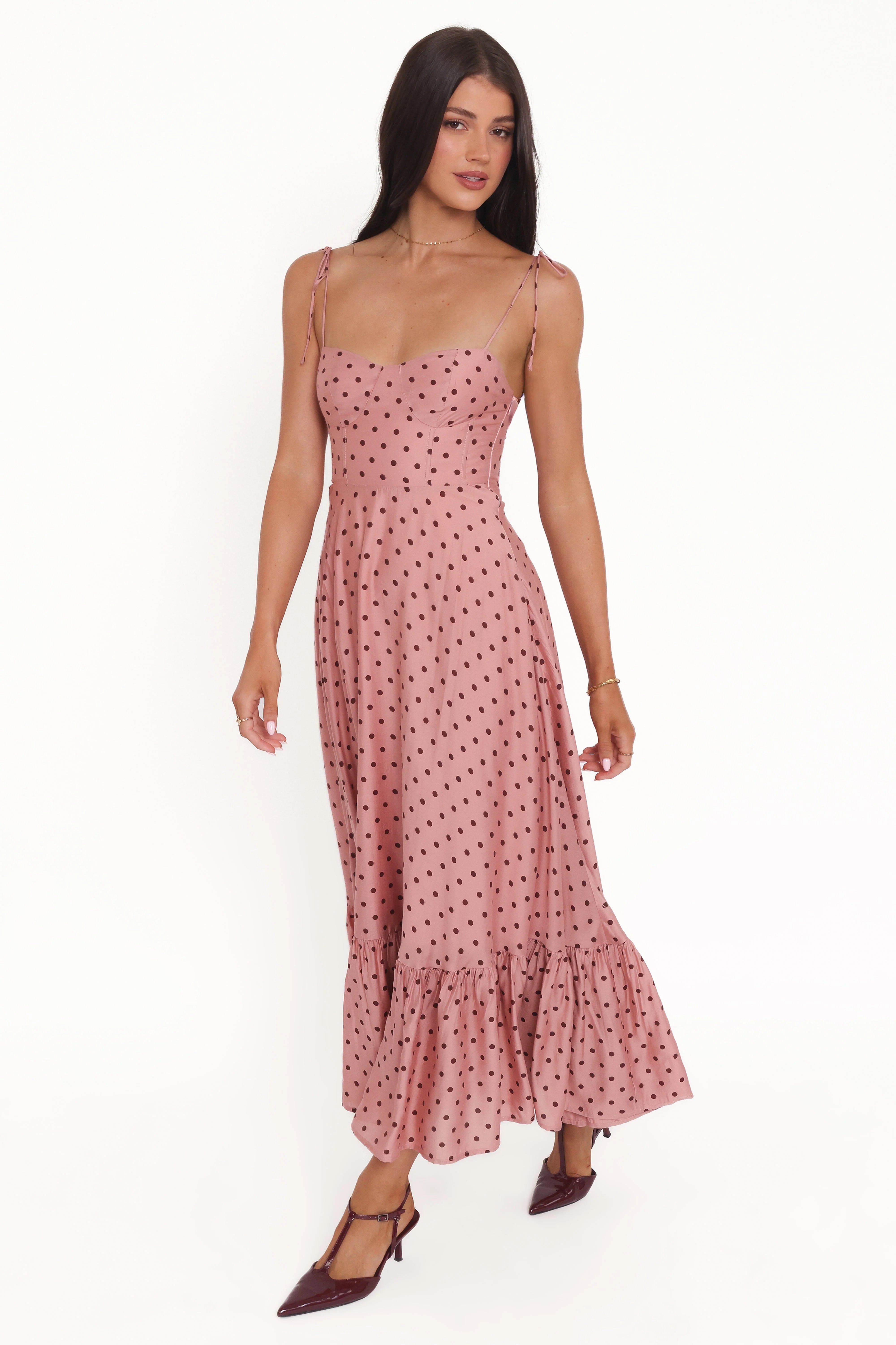 Ayana Midi Dress Pink Polka Dot