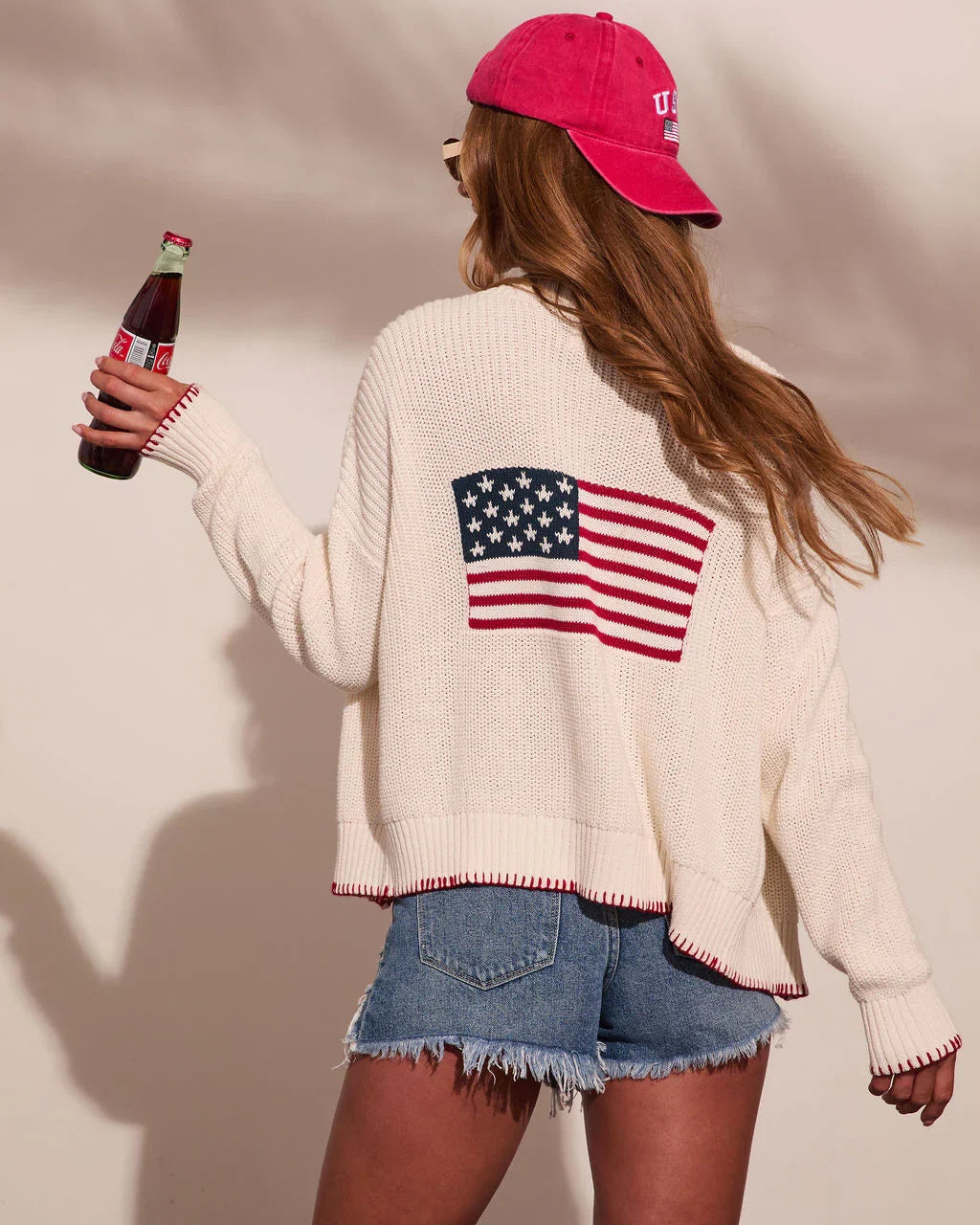 Freedom Tide American Flag Graphic Print Cardigan