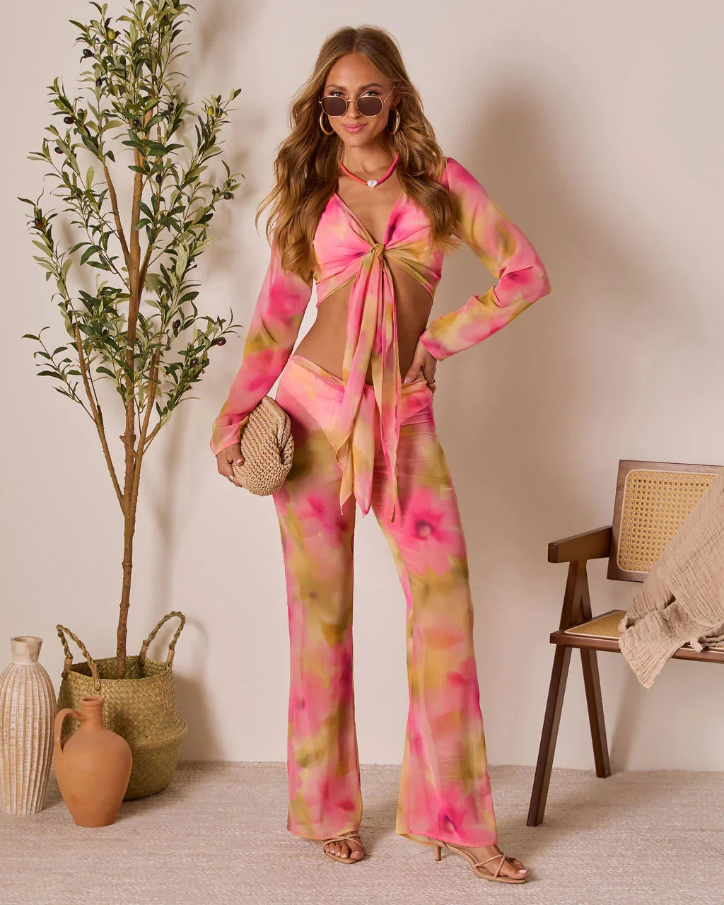 Rosiana Front Tie Cover Up Top
