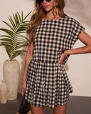 Velmiah Gingham Print Short Sleeve Top