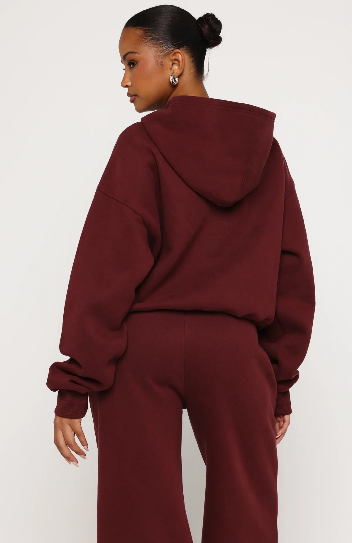Test Drive Boxy Zip Front Hoodie Dark Cherry