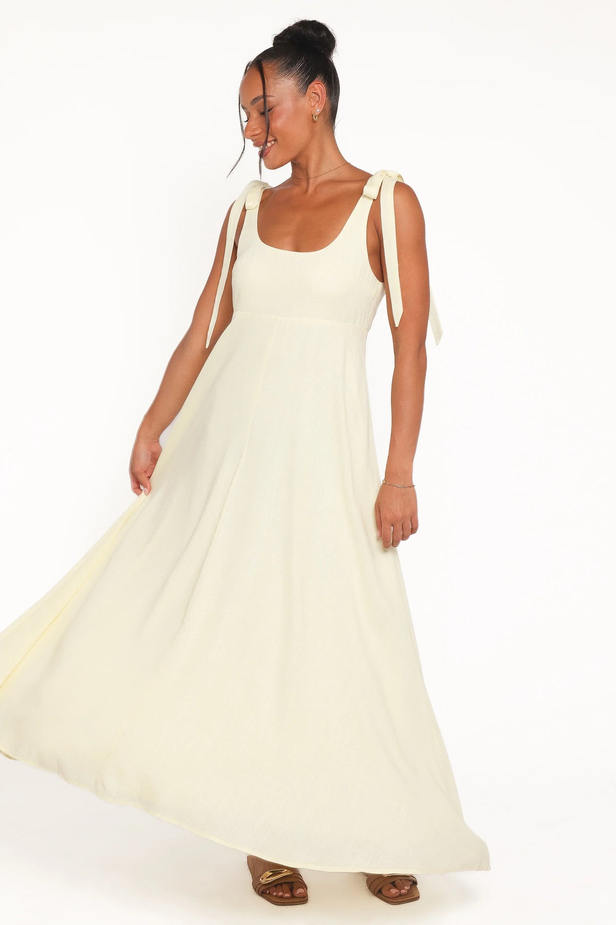 Valara Tie Shoulder Maxi Dress Butter Yellow