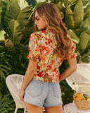 Orchard Glow Floral Cinched Waist Top