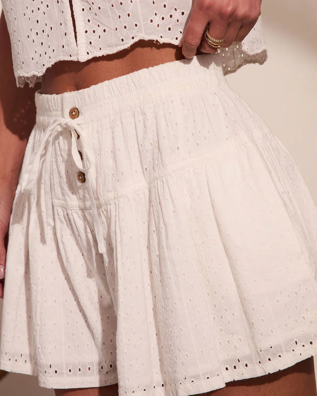 Ritual Moment Eyelet Drawstring Shorts