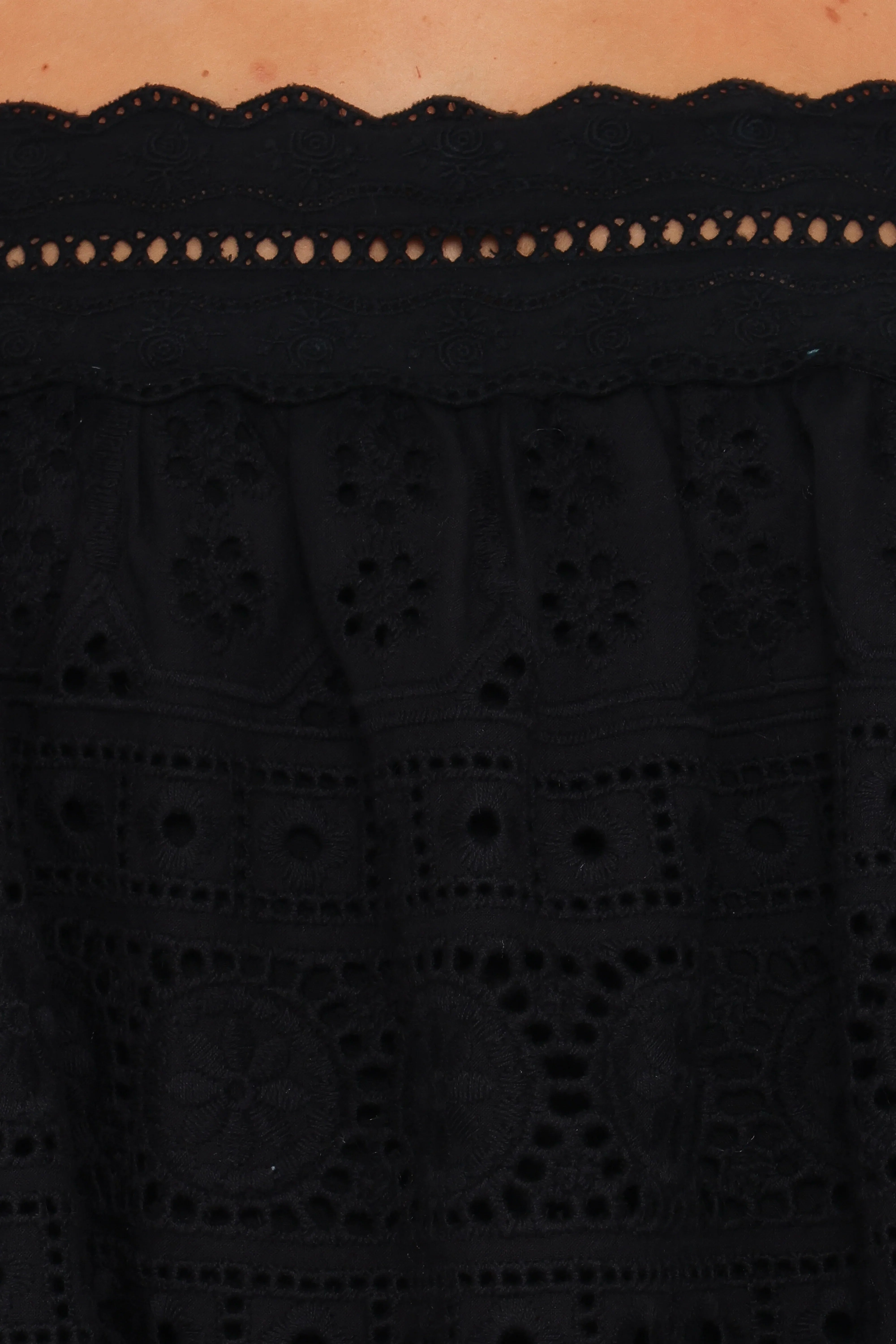 Aideen Eyelet Top Black