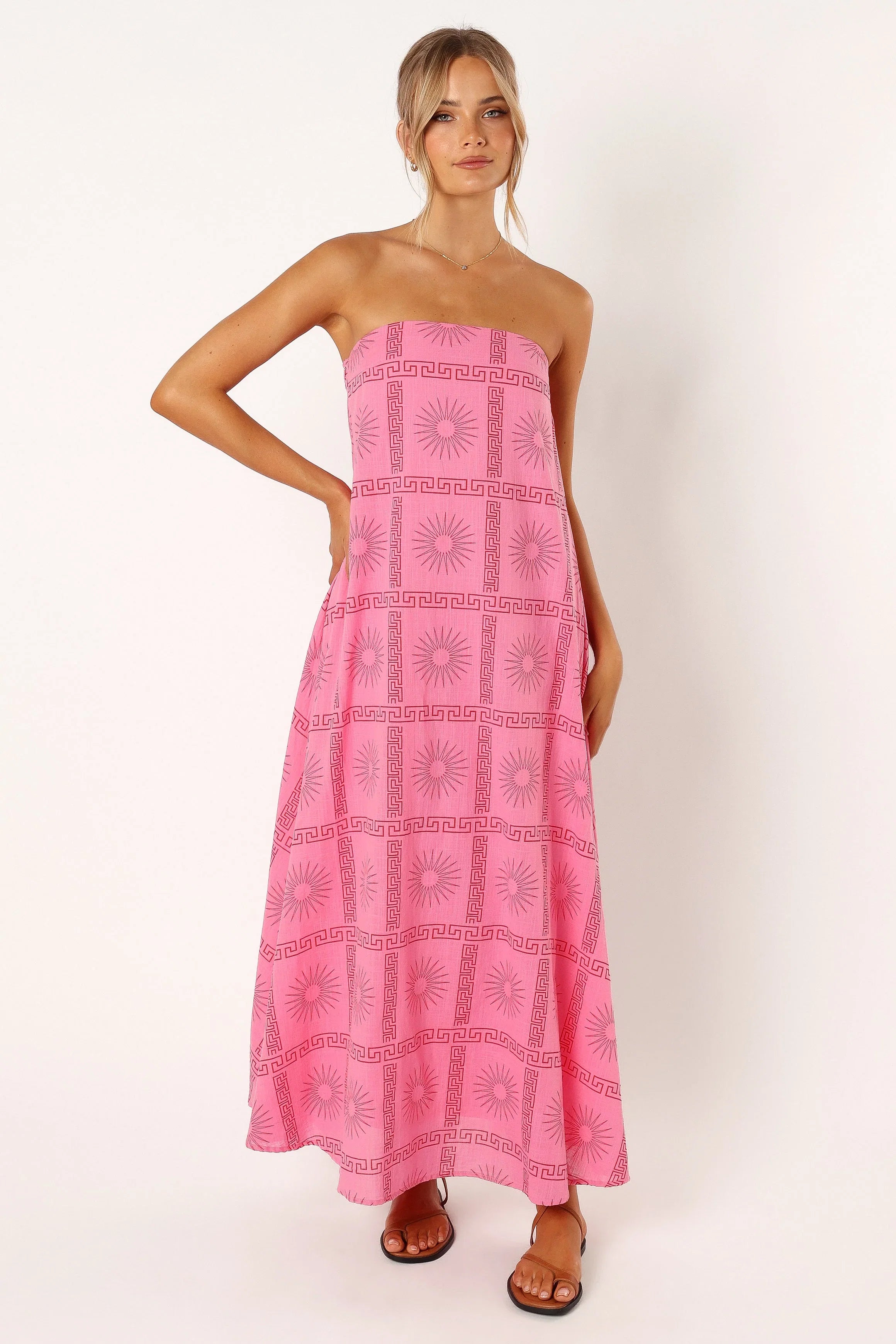 Soph Strapless Maxi Dress Pink Red