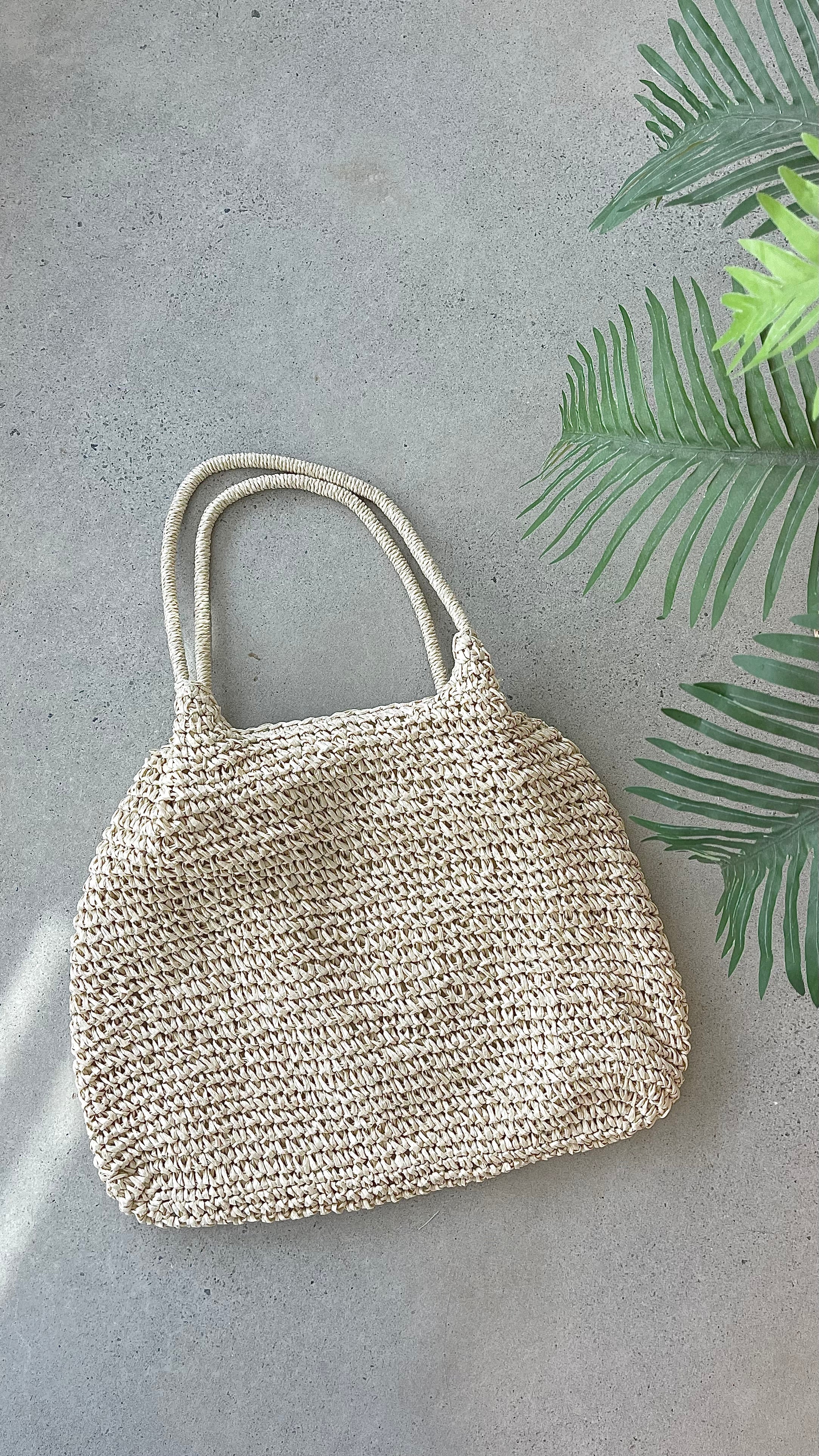 Solana Summer Tote Bag Beige Straw