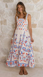 Michaela Maxi Dress Blue Red Floral