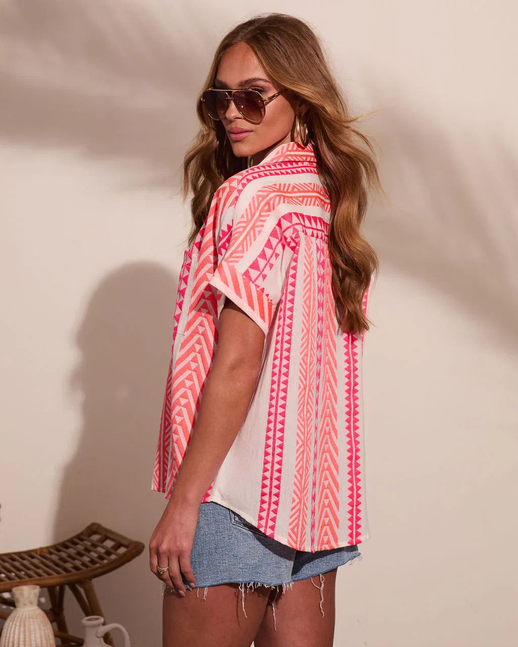 Sunkissed Burst Abstract Short Sleeve Top