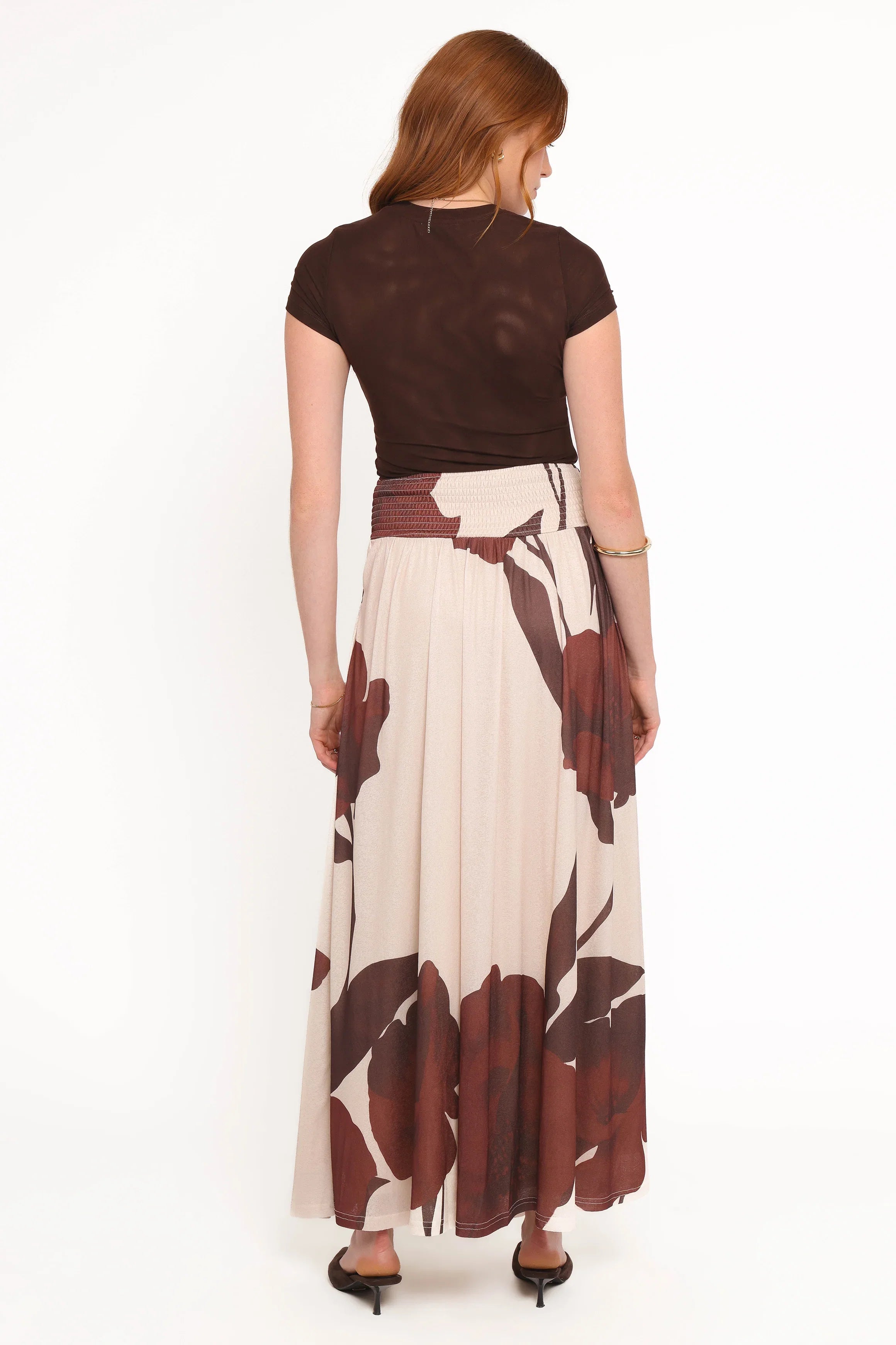 Cascade Maxi Skirt Cream Brown Floral