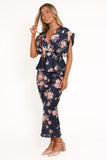Kenna Satin Midi Skirt Navy Floral
