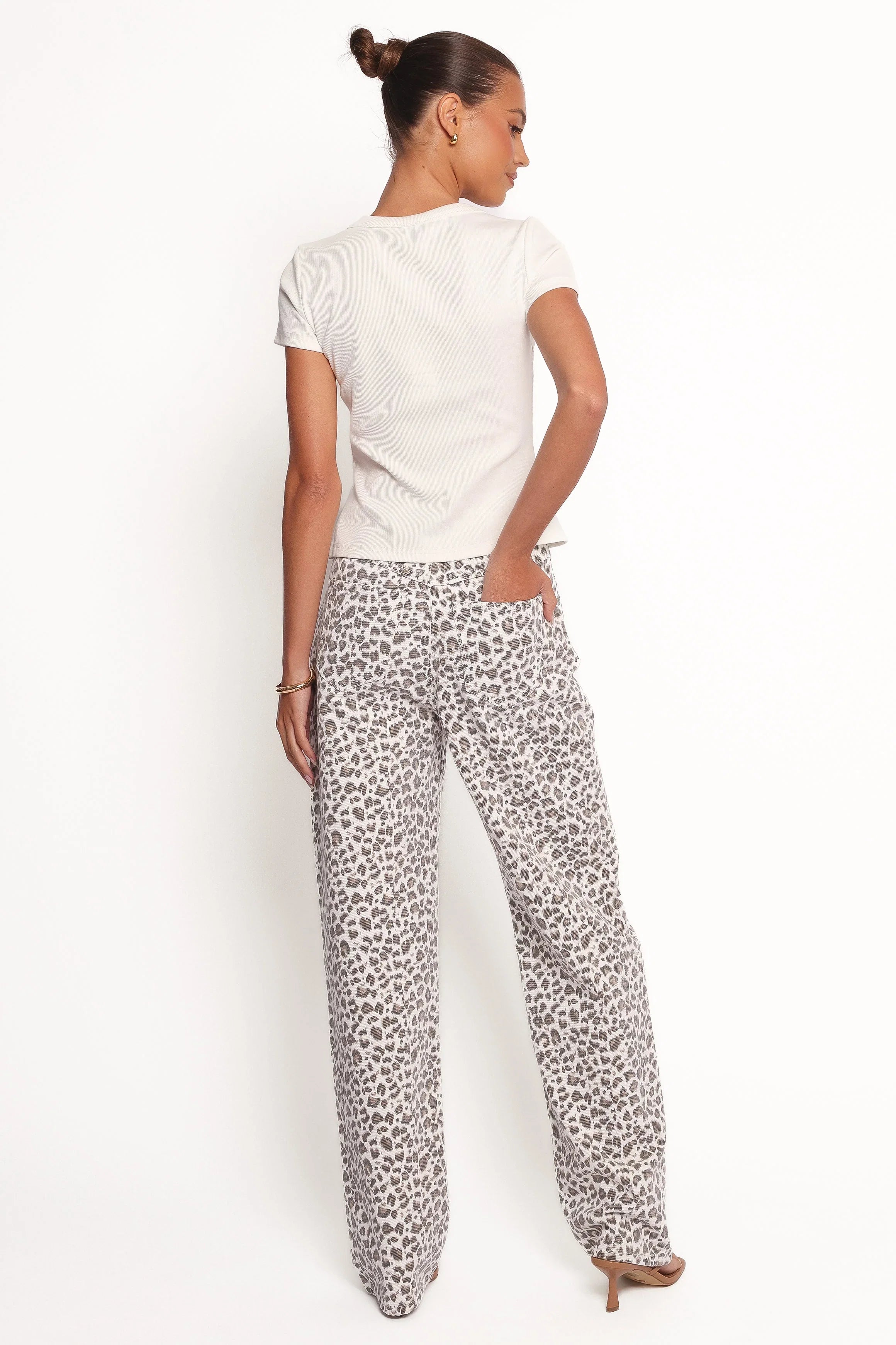 Leila Printed Wide Leg Jean Leopard