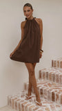 Demy Halter Mini Dress Chocolate