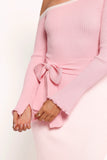 Milan Off Shoulder Midi Dress Pink