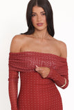 Zeva Off Shoulder Maxi Dress Burgundy Spot