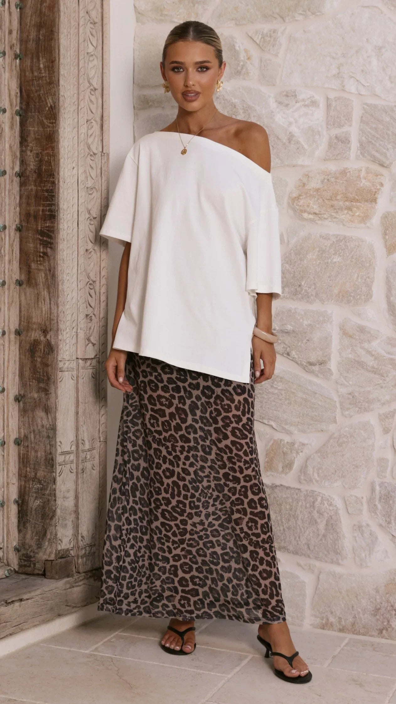 Onella Semi Sheer Maxi Skirt Leopard Print