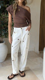 Cleora Barrel Jeans Cream Polka