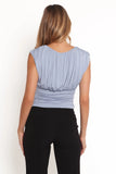 Hennie Ruched Knit Top Soft Blue