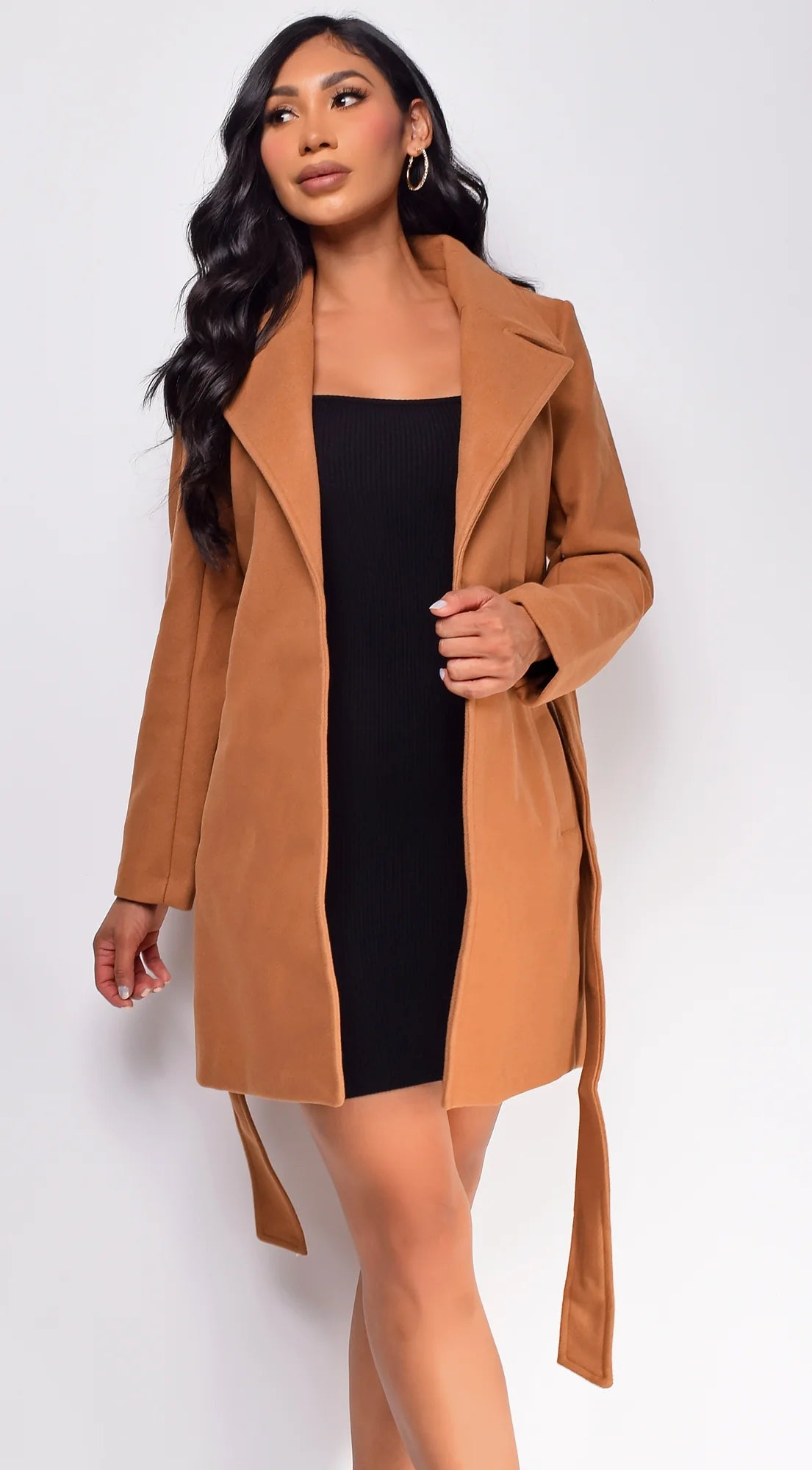 Lina Waist Tie Trench Coat Camel