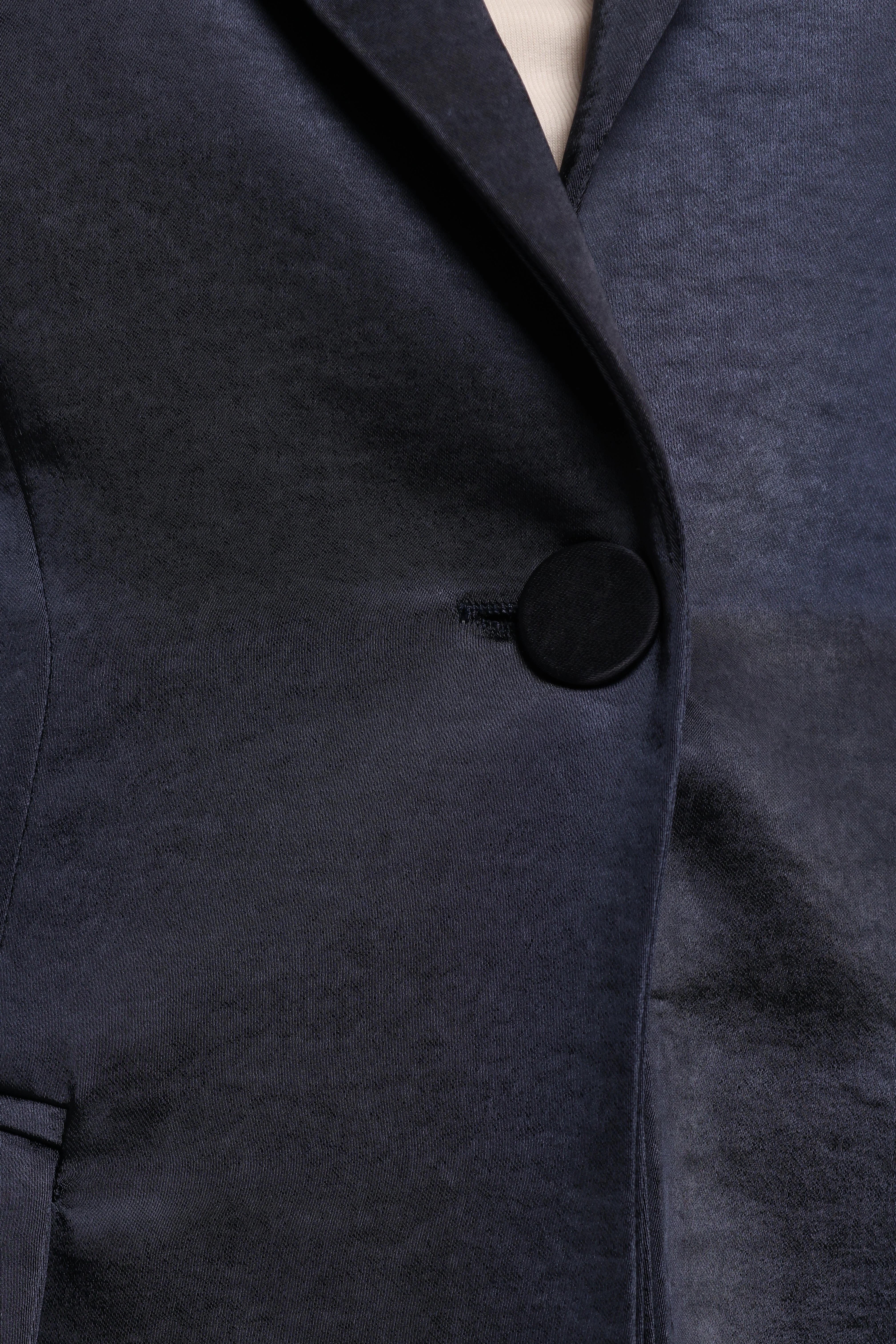 Williams Single Button Matte Satin Blazer Navy