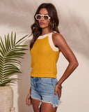 Solenne Knit Contrast Trim Sleeveless Sweater