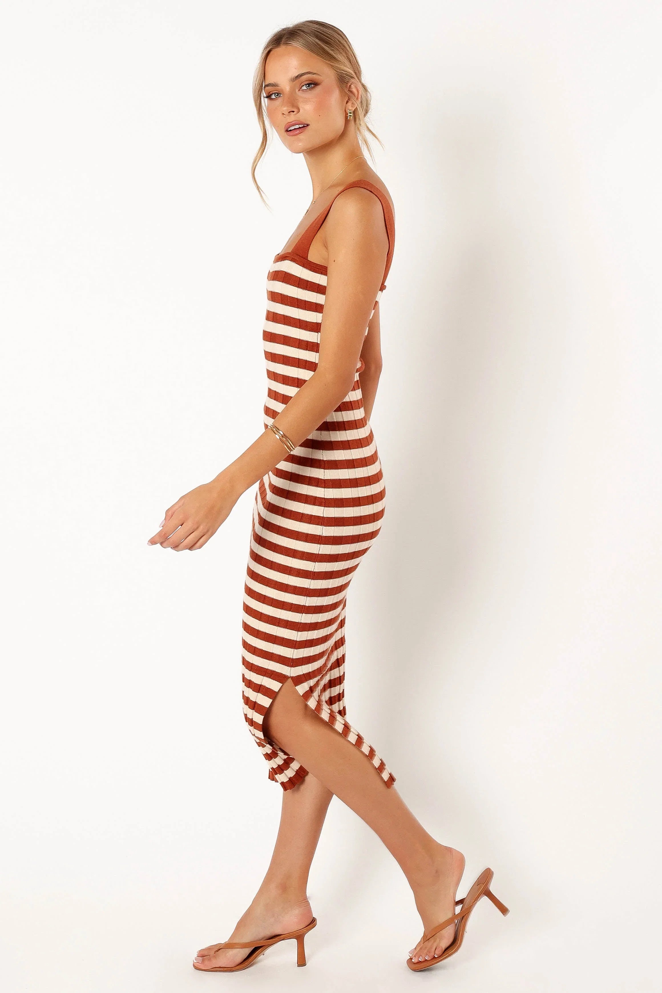 Ledger Midi Dress Tan Stripe