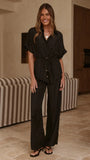 Velice Tie Top and Pants Set Black