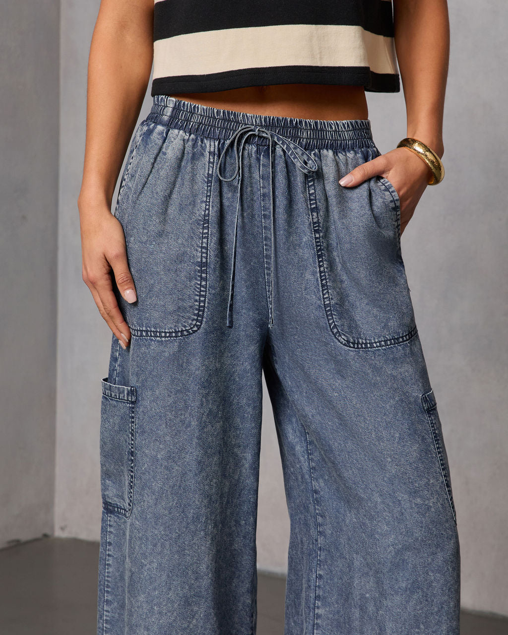 Blue Hour Chambray Cargo Pants