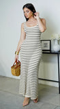 Ulrika Stripe Tank Maxi Dress Beige