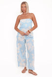 Lourdes Wide Leg Pant Blue Hibiscus