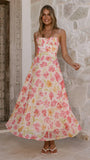 Rahima Maxi Dress Pink Yellow Flower