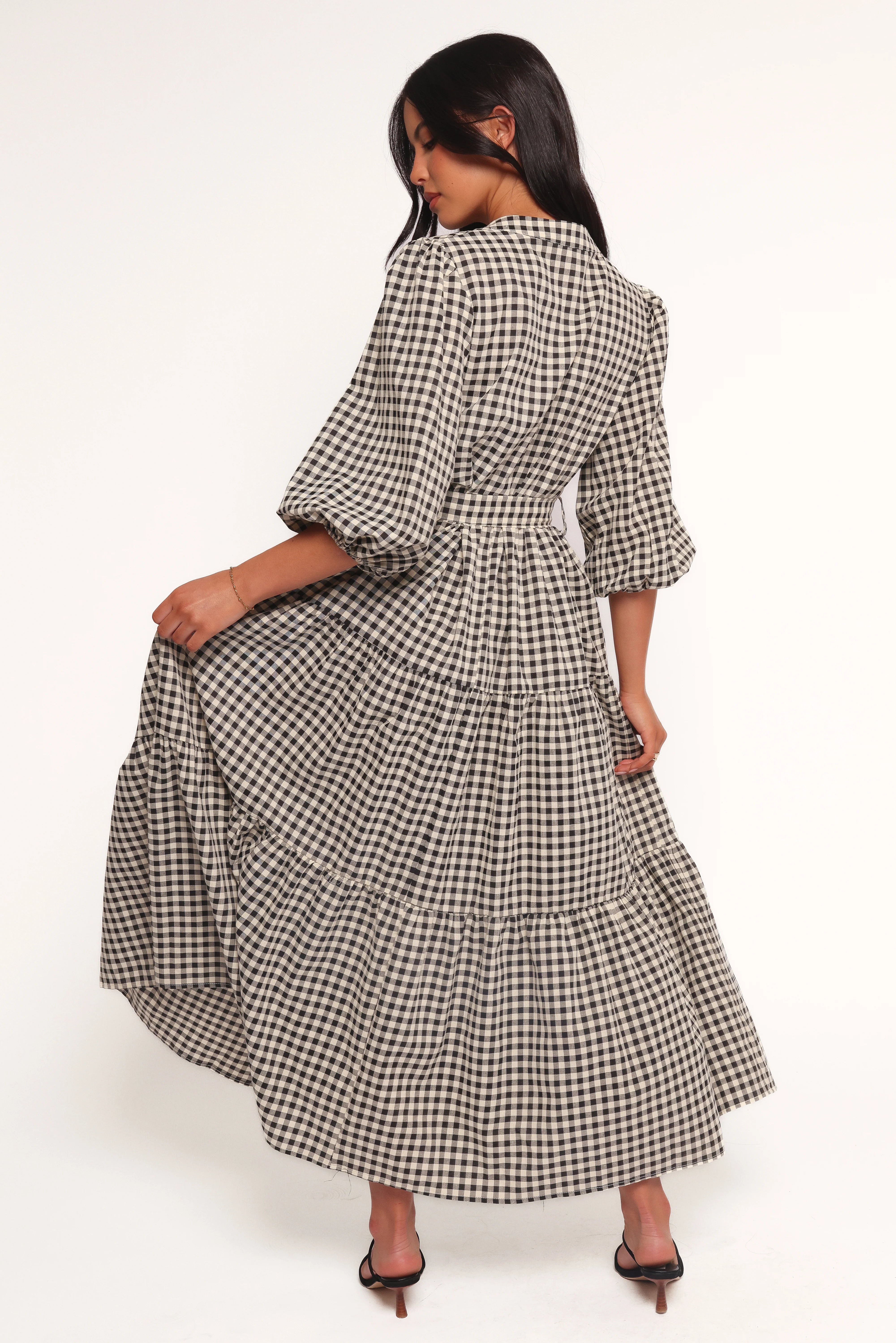 Dixon Maxi Dress Black Cream Gingham
