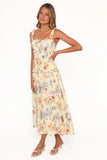 Enola Gather Midi Dress Yellow Floral