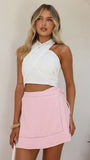 Fidella Wrap Mini Skirt Pink