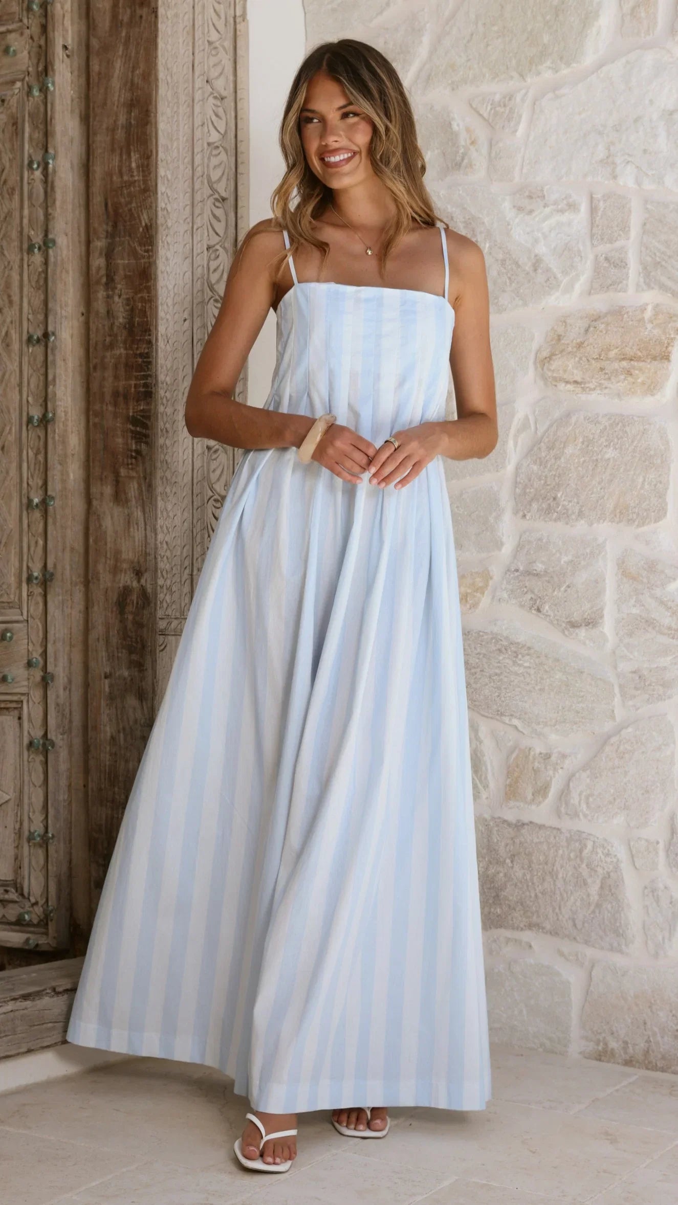 Pippa Maxi Dress Blue Stripe