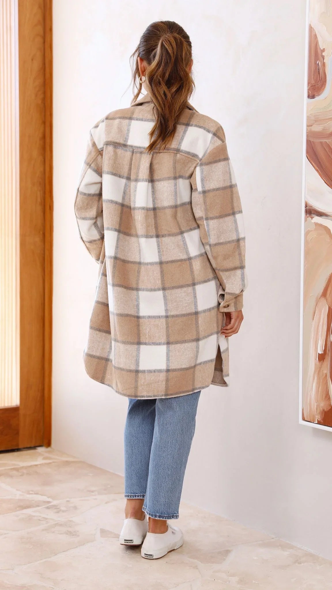 Saskia Jacket Beige Cream Check