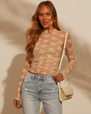 Nelle Textured Sheer Long Sleeve Top
