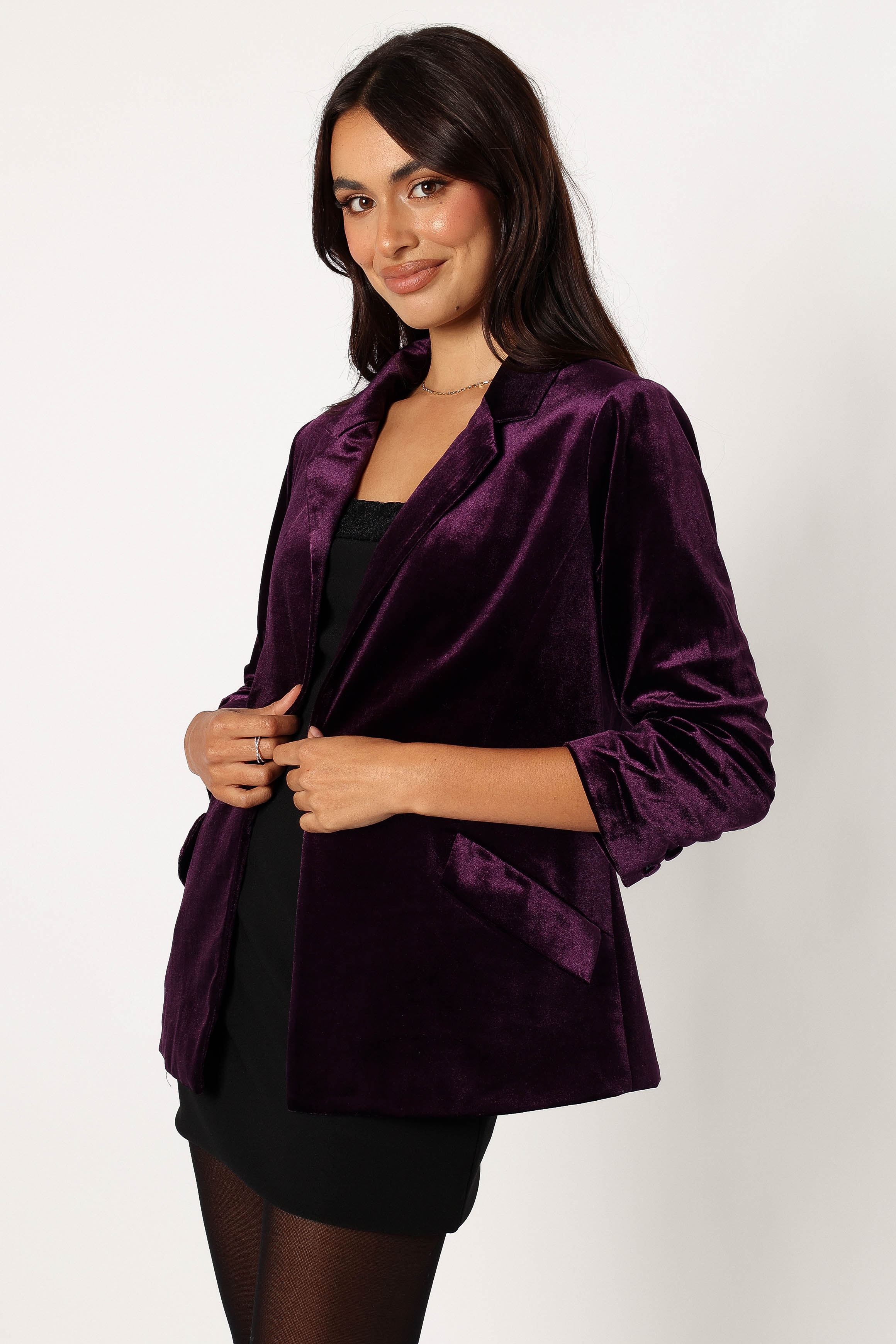 Vera Velvet Blazer Plum