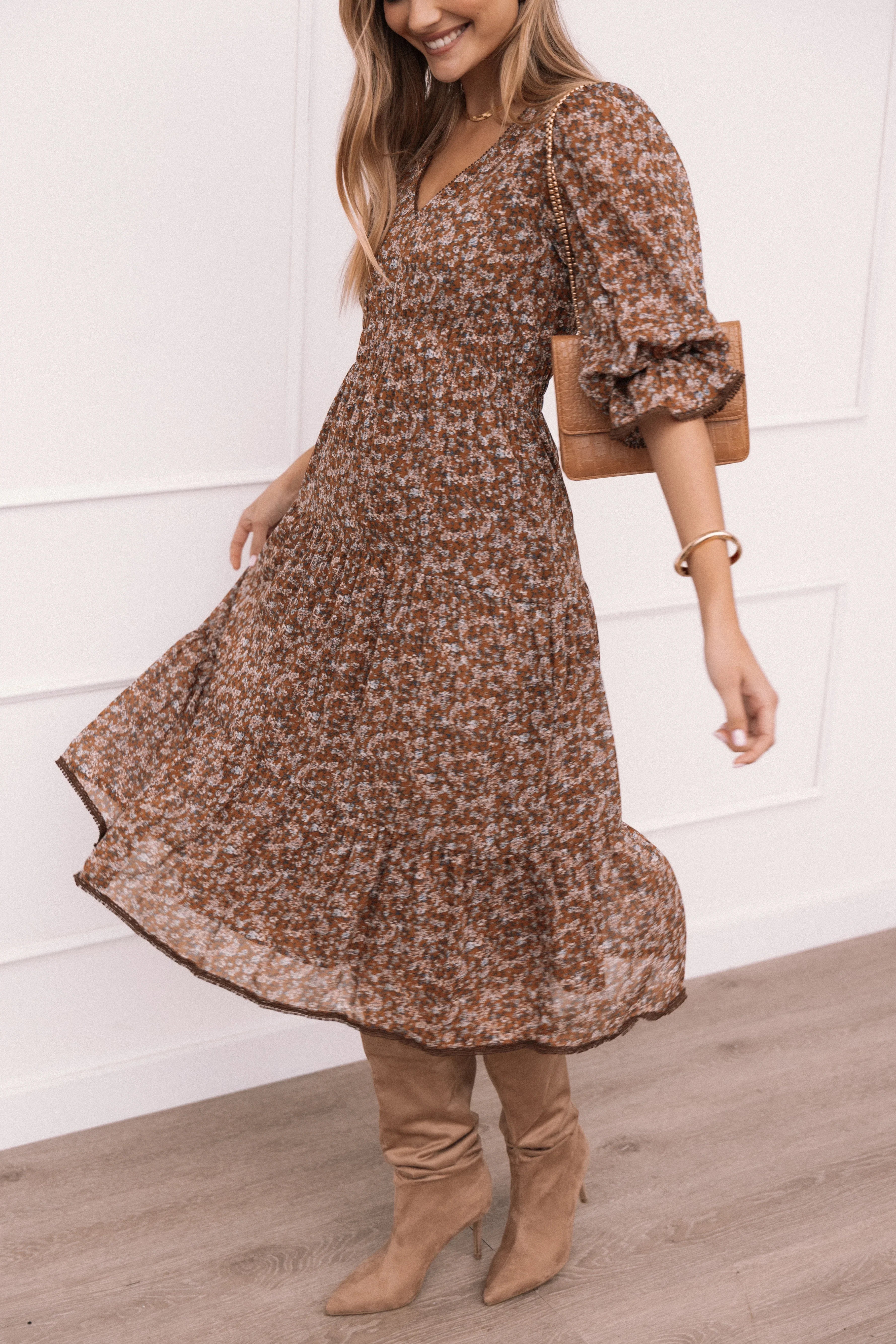 Simone Midi Dress Camel