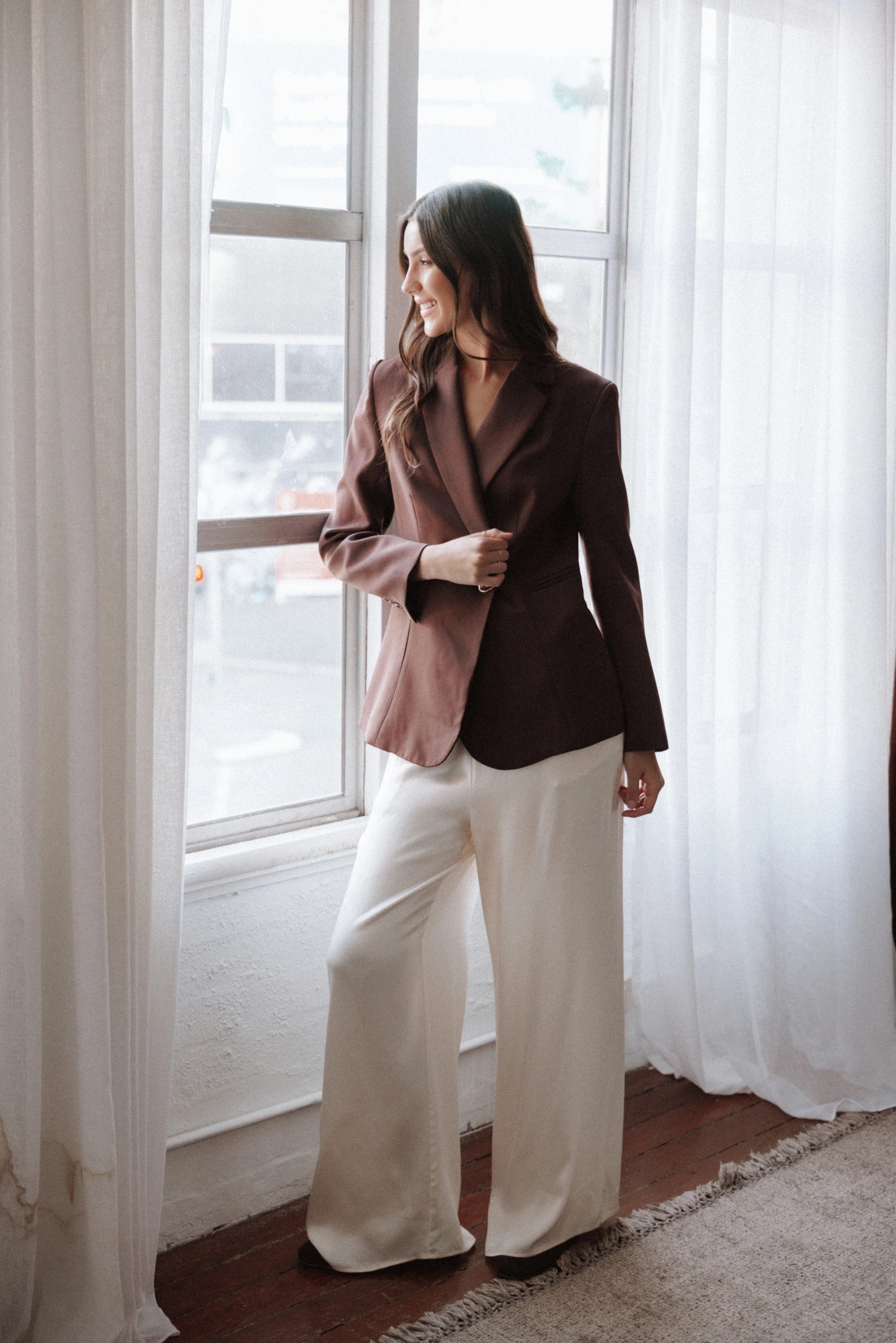 Valia Wide Leg Pant Cream